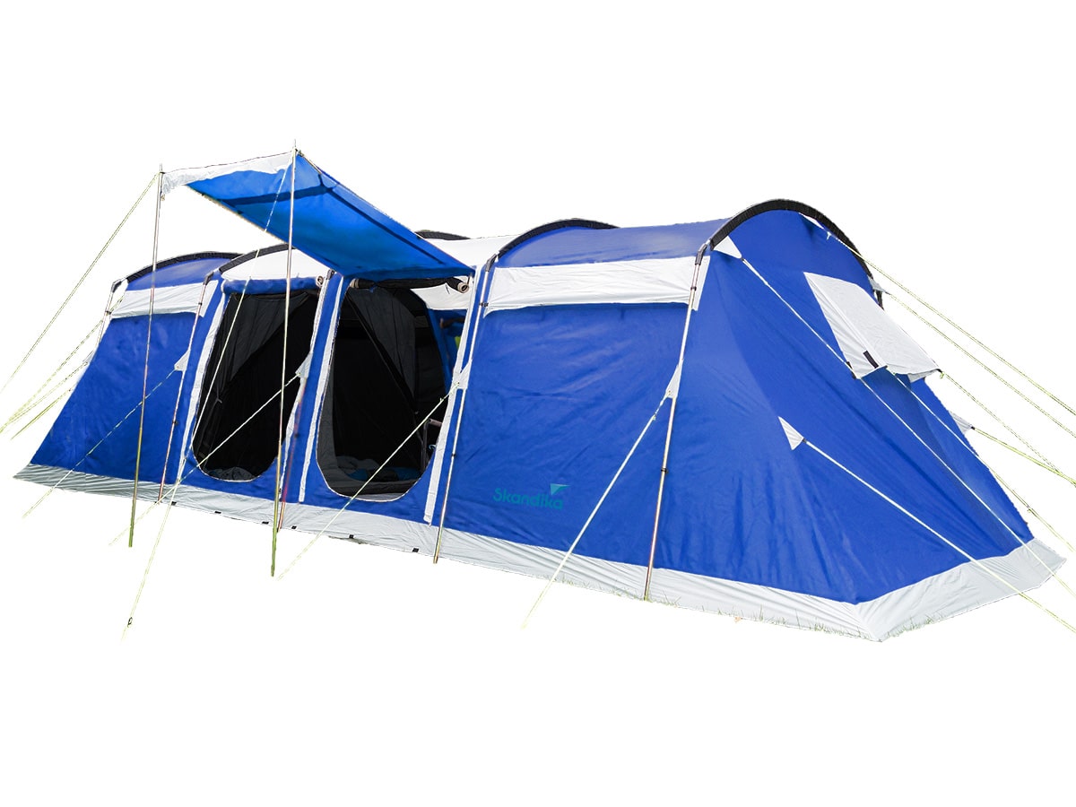 Skandika Tente Tunnel Milano 10 – 10 Personnes, 700 X 340 Cm, 2 M De Hauteur, 4 Cabines, Imperméabilité 5000 Mm