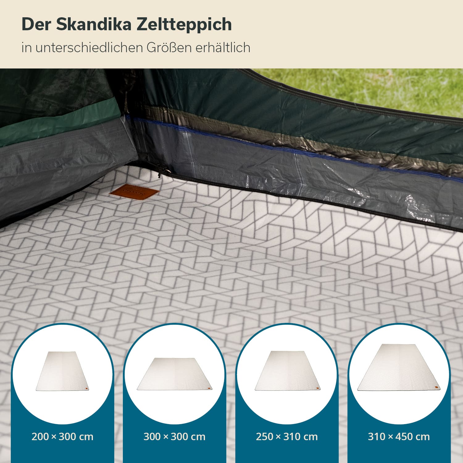 Tapis De Tente Skandika 300×300 Cm – Polaire Softtouch, Imperméable, Isolant, Avec Sac De Transport – Pour Camping, Caravane, Balcon
