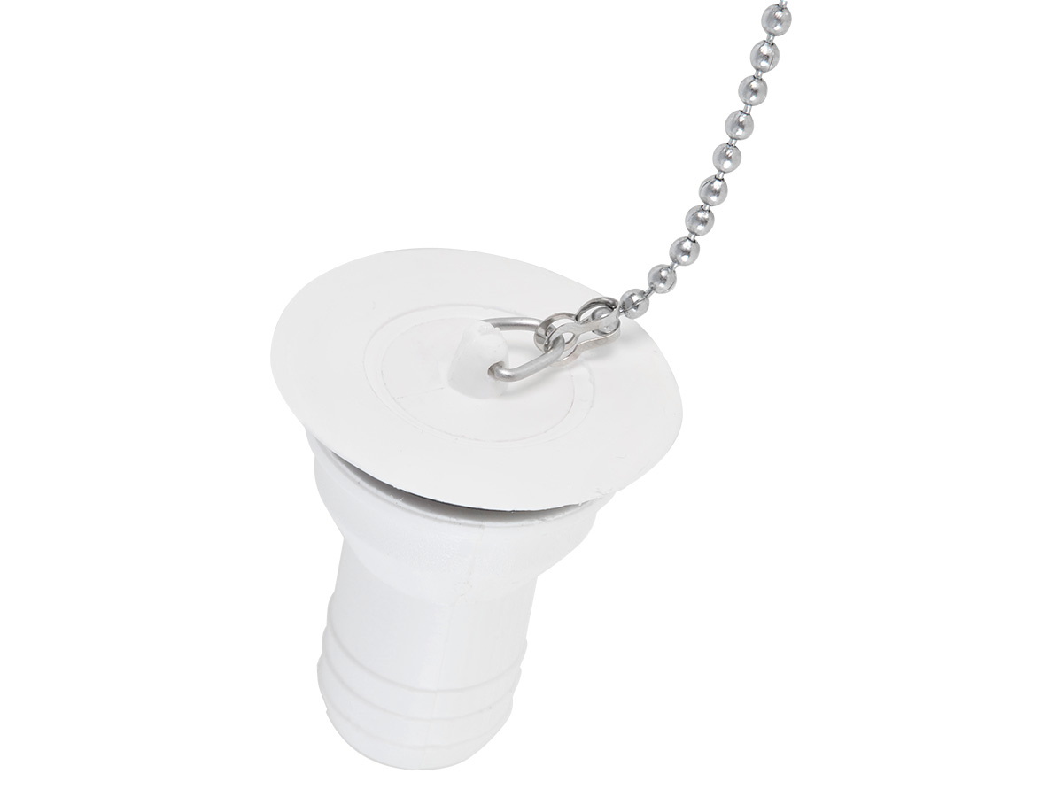 Bonde Blanche Avec Siphon 30 Mm – Pour Camping-Car, Caravane, Évier Et Lavabo, Sortie 25 Mm, Anti-Odeurs, Bouchon Et Chaînette Inclus