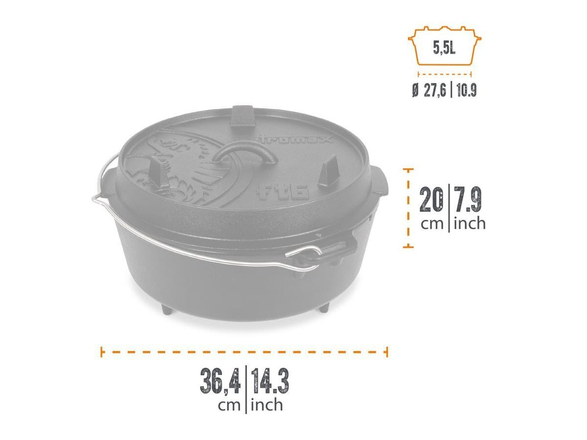 Casserole En Fonte Petromax KR1 Avec Couvercle - Pour Feu De Camp, Barbecue, Dutch Oven - Neuve