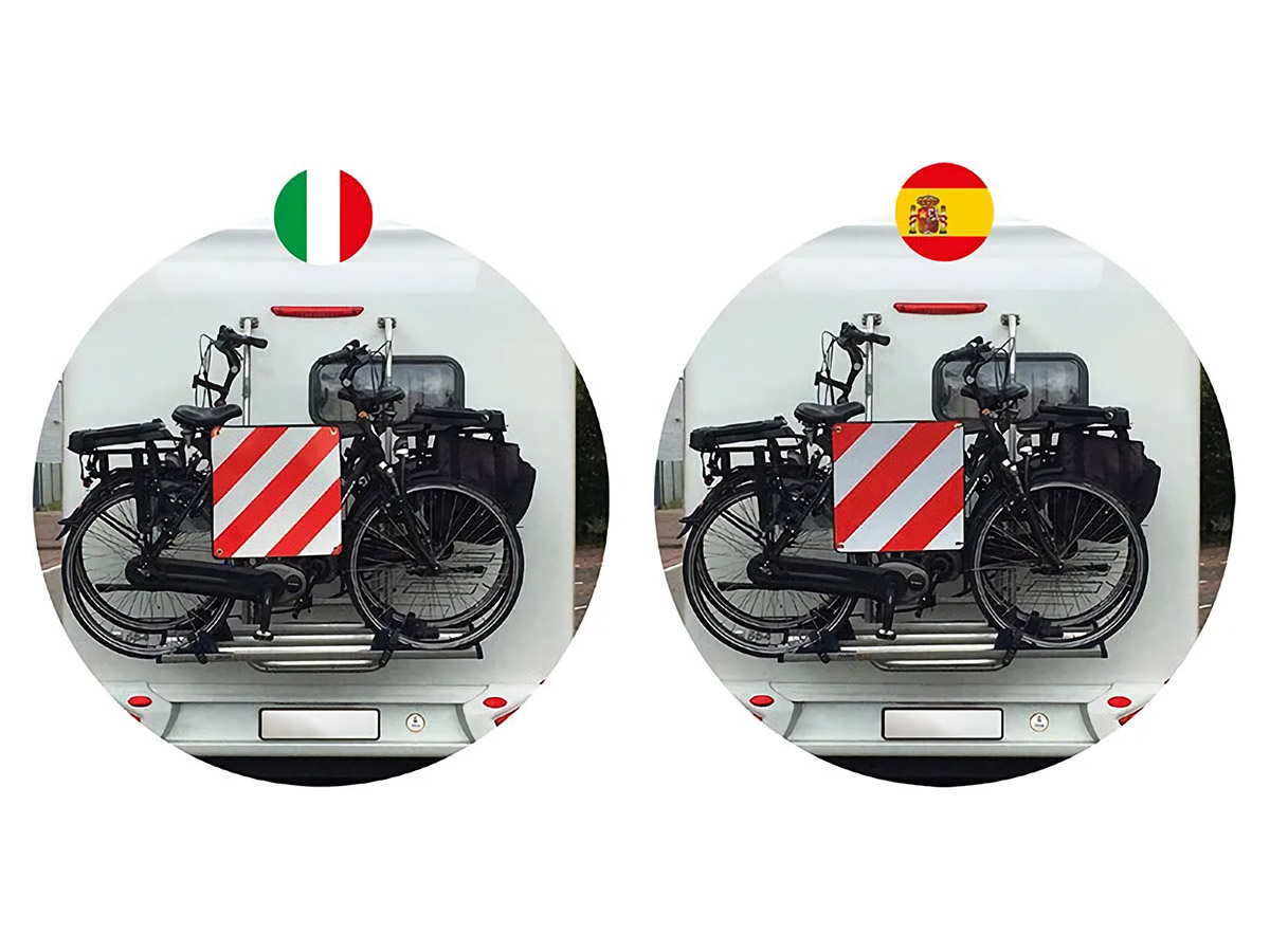 Panneau D'avertissement 2-en-1 Italie/Espagne 50x50 Cm - Aluminium Réfléchissant